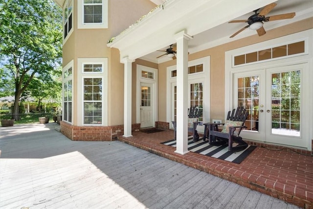 1325 Avery Pl, Siloam Springs, AR 72761 - wooden deck with a ceiling fan and french doors