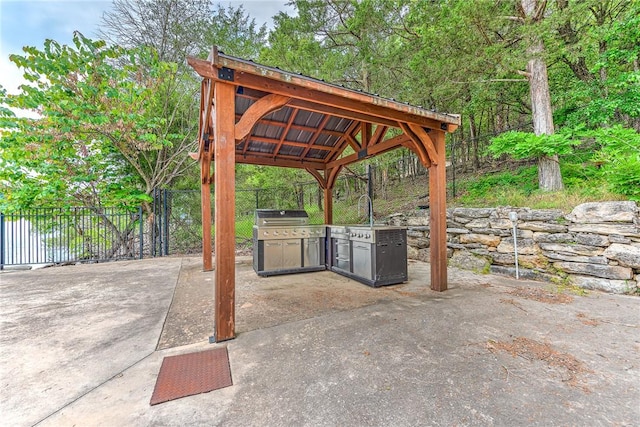 289 County Road 1521, Eureka Springs, AR 72632 - view of patio / terrace featuring grilling area, a gazebo, and a sink