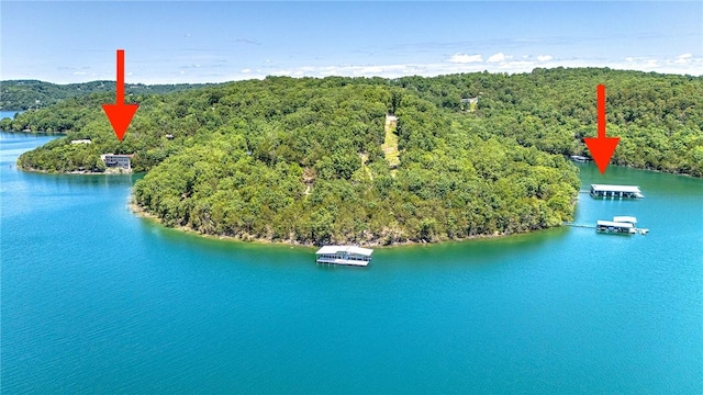 289 County Road 1521, Eureka Springs, AR 72632 - drone / aerial view of a forest and a large body of water