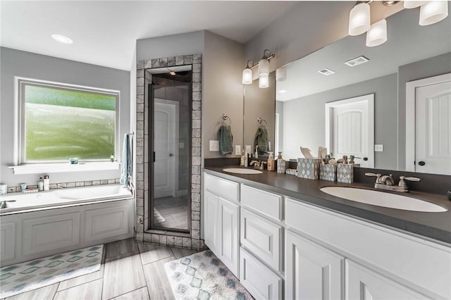 960 Glass St, Cave Springs, AR 72718 - bathroom featuring double vanity, a stall shower, and a bath