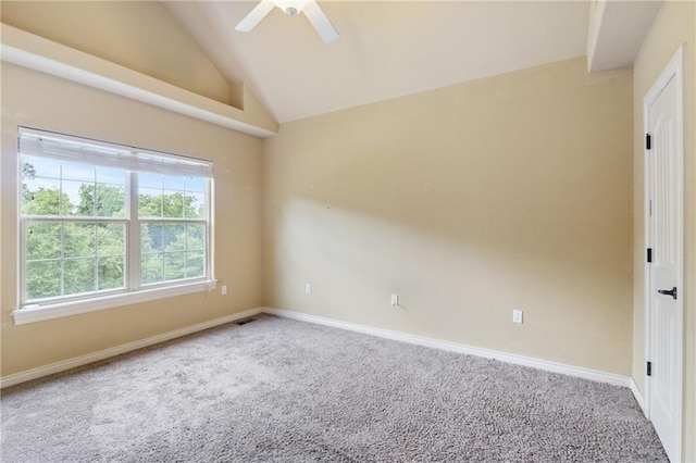 8 Allonby Cir, Bella Vista, AR 72714 - carpeted spare room featuring vaulted ceiling, a ceiling fan, and baseboards