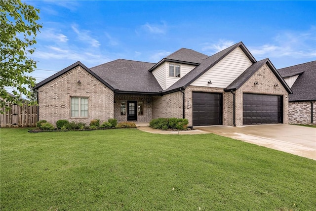 839 Saffron Ave, Tontitown, AR 72762 - french country style house with an attached garage, brick siding, driveway, and a shingled roof