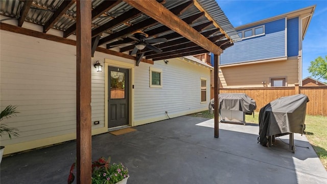 1806 Best Friend Ln, Fayetteville, AR 72704 - view of patio / terrace with ceiling fan and grilling area