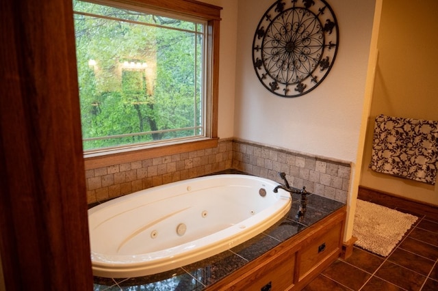 8295 Ridgecrest Ln, Rogers, AR 72756 - full bathroom with healthy amount of natural light, a jetted tub, and tile patterned flooring