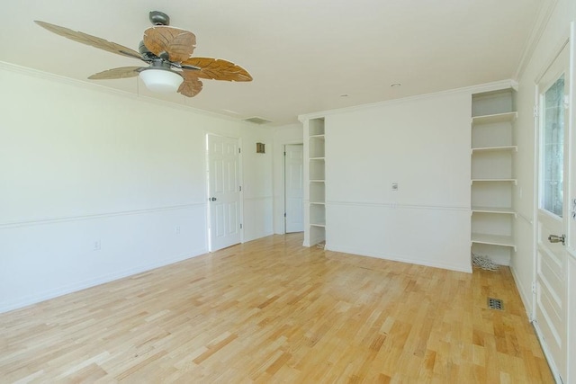 1103 NW 10th St, Bentonville, AR 72712 - empty room with crown molding, light wood finished floors, and a ceiling fan