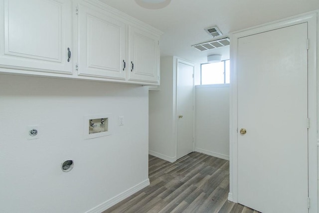 1103 NW 10th St, Bentonville, AR 72712 - laundry room featuring cabinet space, washer hookup, hookup for an electric dryer, and wood finished floors