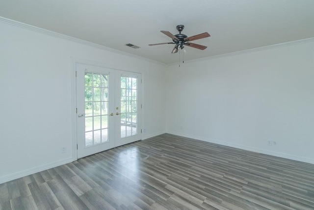 1103 NW 10th St, Bentonville, AR 72712 - empty room with french doors, wood finished floors, crown molding, and a ceiling fan