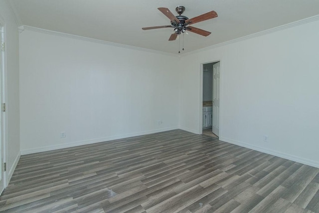 1103 NW 10th St, Bentonville, AR 72712 - spare room with ceiling fan, wood finished floors, and crown molding