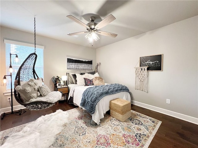 219 Kinross Dr, Bella Vista, AR 72715 - bedroom featuring baseboards, wood finished floors, and a ceiling fan
