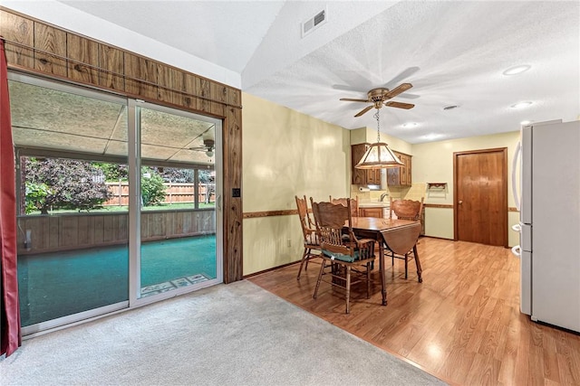 2001 W Magnolia St, Rogers, AR 72758 - dining area featuring a ceiling fan, light wood-style floors, recessed lighting, baseboards, and a textured ceiling