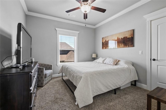 6401 S 47th St, Rogers, AR 72758 - carpeted bedroom with crown molding, baseboards, and ceiling fan