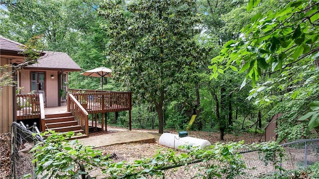 6 Runnymede Ln, Bella Vista, AR 72715 - view of yard featuring a deck and stairway