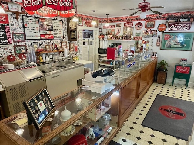 273 N Main St, Eureka Springs, AR 72632 - kitchen featuring tile patterned floors and ceiling fan
