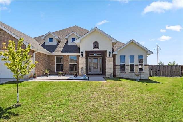 2300 Cameo Ln, Bentonville, AR 72712 - view of front of property with an attached garage, stone siding, a shingled roof, and stucco siding