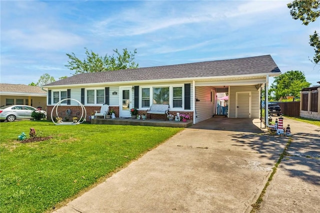 521 S 13th St, Rogers, AR 72758 - ranch-style home with driveway, brick siding, and an attached carport