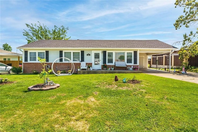 521 S 13th St, Rogers, AR 72758 - ranch-style home featuring concrete driveway, a carport, and brick siding