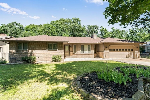 4 Wincanton Ln, Bella Vista, AR 72715 - single story home featuring brick siding, a chimney, a garage, and a front yard