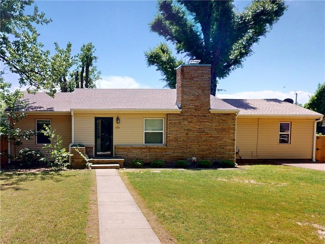 220 W Highland St, Siloam Springs, AR 72761 - ranch-style house featuring a chimney and roof with shingles