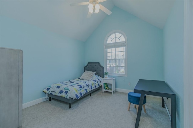 4 W Colonial Dr, Rogers, AR 72758 - bedroom with carpet, lofted ceiling, baseboards, and ceiling fan