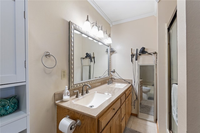 3 Summit Dr, Holiday Island, AR 72631 - full bath with crown molding, toilet, double vanity, and tile patterned flooring