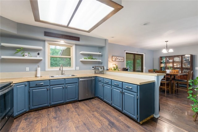 81 Overton Dr, Bella Vista, AR 72714 - kitchen with dishwasher, open shelves, a sink, and a peninsula