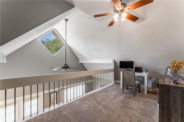 413 W Tahlequah St, Siloam Springs, AR 72761 - office area featuring ceiling fan, carpet flooring, and high vaulted ceiling
