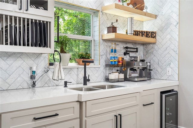 18097 Clear Water Rd, Fayetteville, AR 72704 - indoor bar with beverage cooler and backsplash