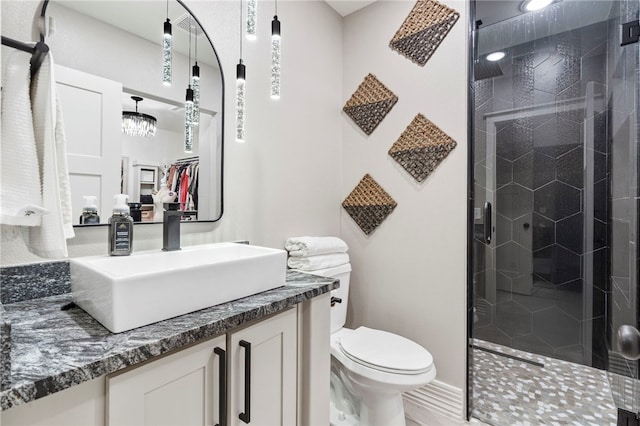 18097 Clear Water Rd, Fayetteville, AR 72704 - bathroom with vanity, toilet, and a stall shower
