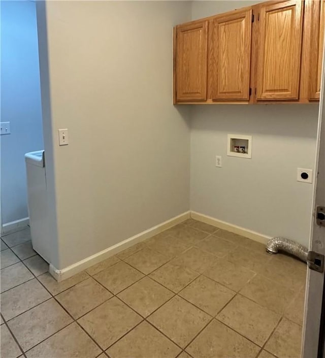 20944 Shady Grove Rd, Siloam Springs, AR 72761 - laundry room with hookup for an electric dryer, cabinet space, hookup for a washing machine, and light tile patterned flooring