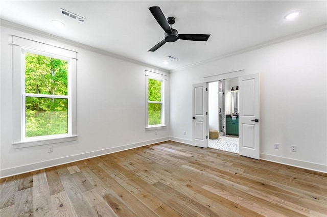 41 Westmorland Dr, Bella Vista, AR 72714 - unfurnished bedroom featuring ornamental molding, light wood finished floors, baseboards, ceiling fan, and recessed lighting