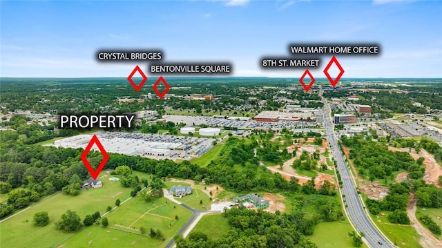 605 SW O St, Bentonville, AR 72712 - aerial view of property and surrounding area featuring a highway