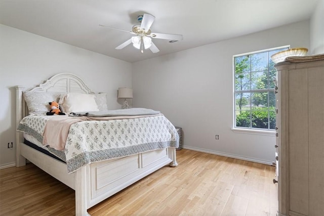 17171 Kincheloe Rd, Siloam Springs, AR 72761 - bedroom featuring light wood finished floors, baseboards, and a ceiling fan