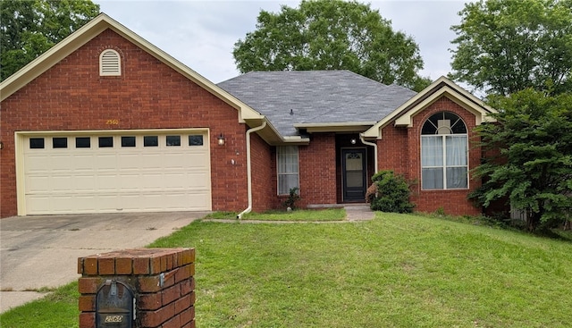 2560 Jayme Cir, Conway, AR 72032 - ranch-style home featuring concrete driveway, a front lawn, brick siding, and a garage