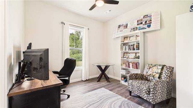 14290 Osage Creek Rd, Springdale, AR 72762 - office featuring wood finished floors, a ceiling fan, and baseboards