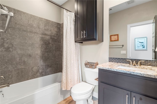 3634 Sugarberry Ln, Springdale, AR 72764 - bathroom with toilet, vanity, and shower / bathtub combination with curtain