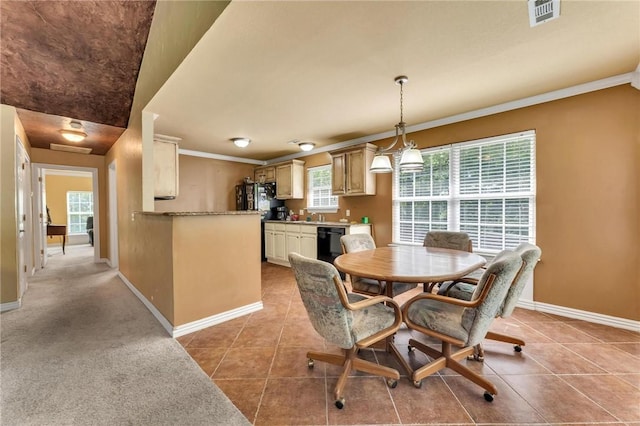 22 Dunstable Dr, Bella Vista, AR 72714 - dining space with baseboards, ornamental molding, and light tile patterned floors