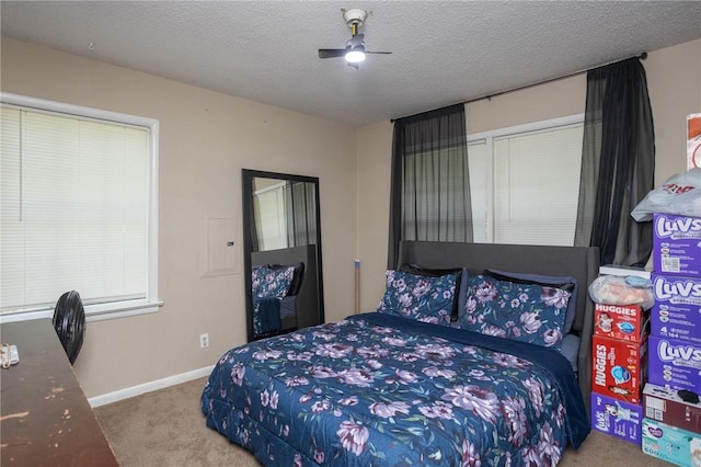 1627 W Hefley St, Fayetteville, AR 72703 - bedroom with carpet floors, baseboards, ceiling fan, and a textured ceiling
