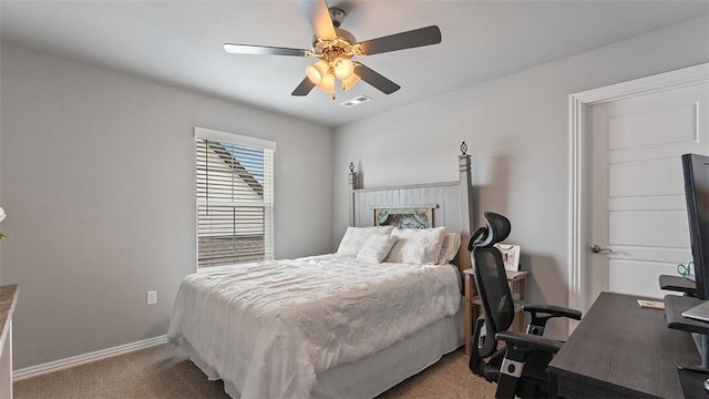 5803 SW Gentle Winds Ave, Bentonville, AR 72713 - bedroom with carpet, a desk, baseboards, and ceiling fan