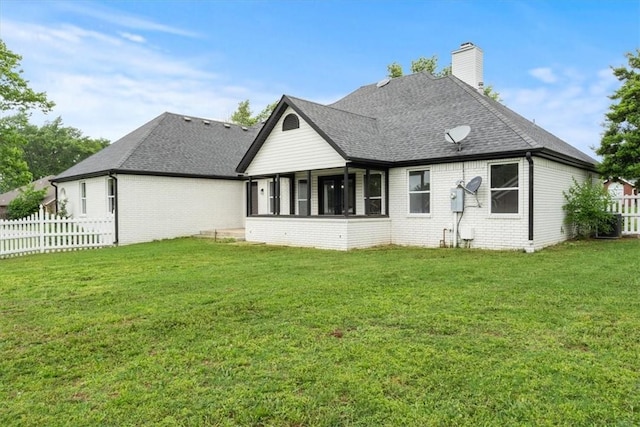 119 Elm St, Centerton, AR 72719 - back of house featuring brick siding, a chimney, and a shingled roof