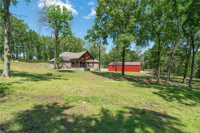 480124 E 1082nd Rd, Muldrow, OK 74948 - view of grassy yard featuring an outbuilding