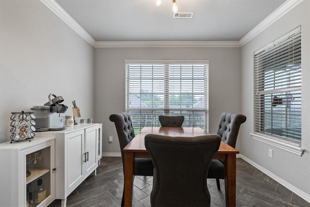 809 Dollar St, Cave Springs, AR 72718 - dining area with crown molding, healthy amount of natural light, and baseboards