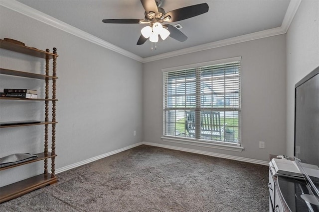 809 Dollar St, Cave Springs, AR 72718 - empty room featuring plenty of natural light, carpet floors, crown molding, and a ceiling fan