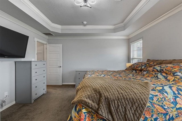 809 Dollar St, Cave Springs, AR 72718 - carpeted bedroom featuring a tray ceiling, ornamental molding, a textured ceiling, and baseboards