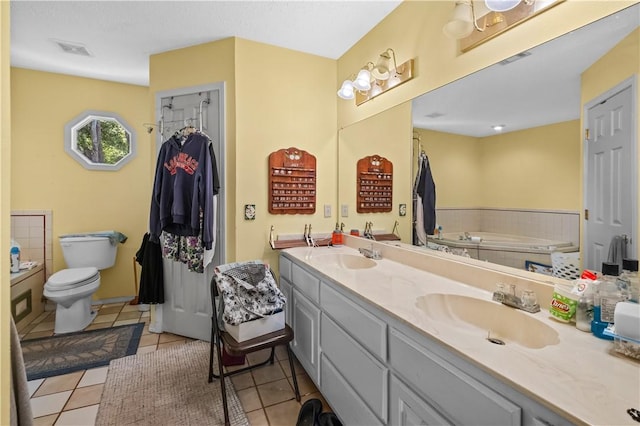 658 Walnut Ridge St, Centerton, AR 72719 - full bathroom featuring double vanity, toilet, a bath, and tile patterned flooring