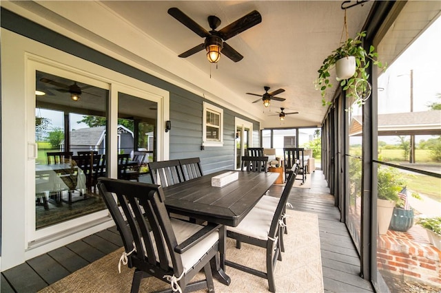 20608 Keck Rd, Siloam Springs, AR 72761 - sunroom / solarium featuring a ceiling fan and healthy amount of natural light