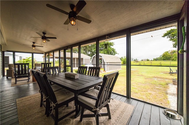 20608 Keck Rd, Siloam Springs, AR 72761 - sunroom / solarium with outdoor dining area and ceiling fan