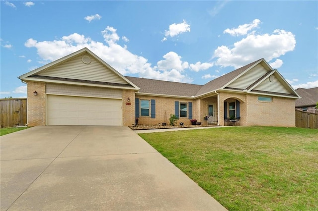 757 Harper Dr, Pea Ridge, AR 72751 - ranch-style house featuring brick siding, a garage, concrete driveway, and roof with shingles