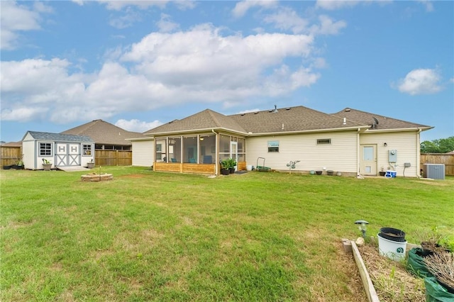 757 Harper Dr, Pea Ridge, AR 72751 - back of property with central AC unit and a sunroom