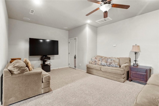 6401 S 42nd St, Rogers, AR 72758 - living area featuring ceiling fan, carpet floors, baseboards, and recessed lighting
