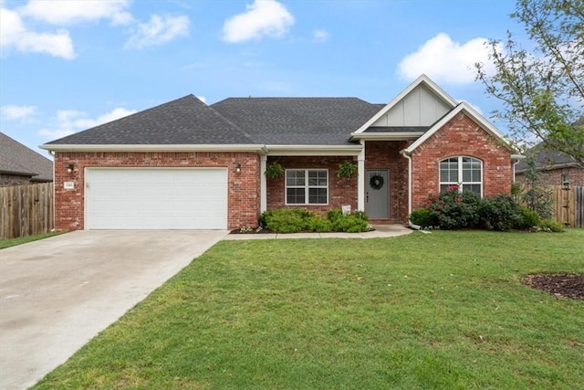 1265 Cassia, Tontitown, AR 72762 - view of front of home with brick siding, an attached garage, driveway, and board and batten siding